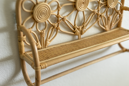 Daisy Whispers Rattan Wall Shelf