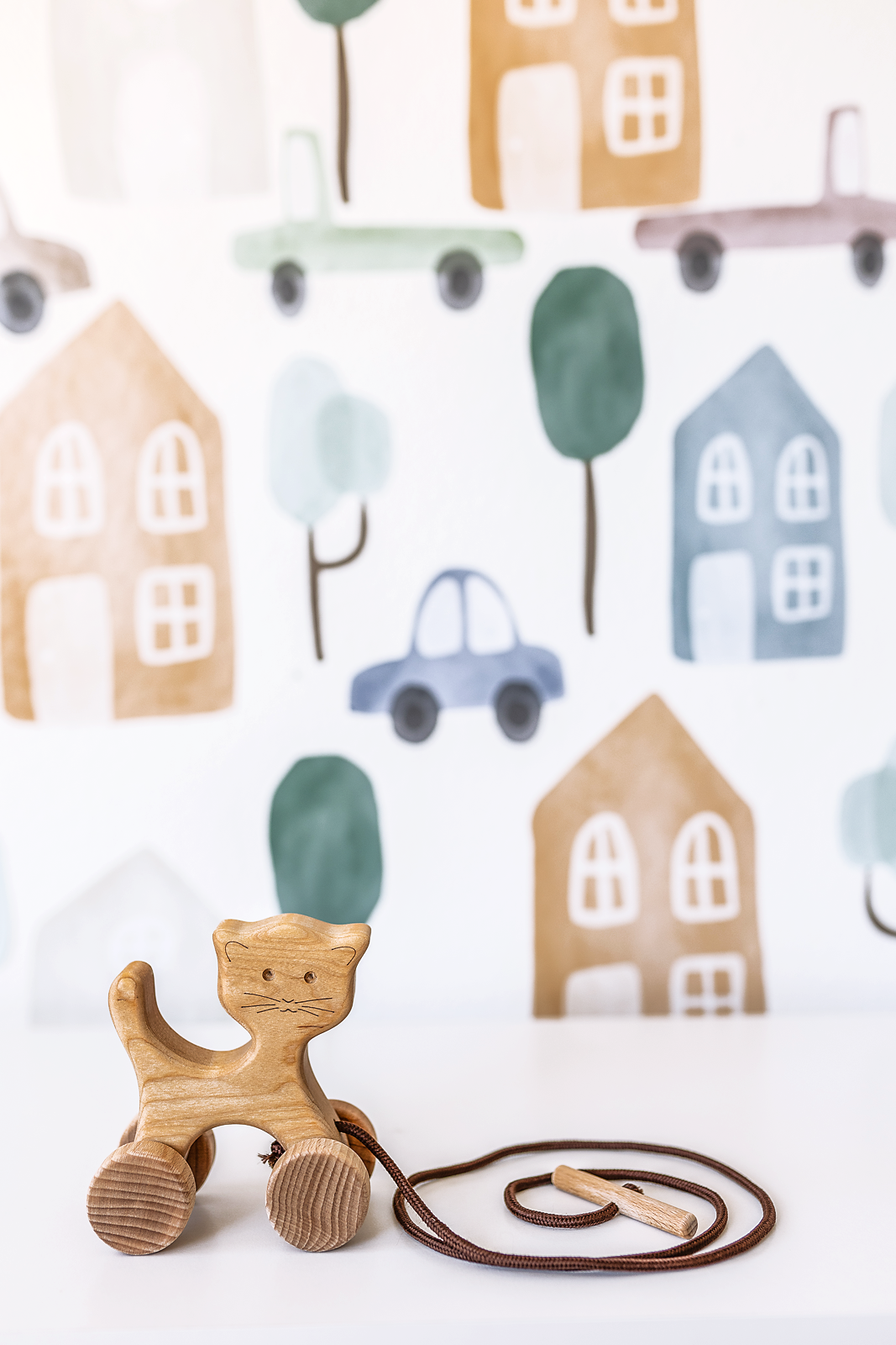 Clover The Wooden Cat Pull-Toy