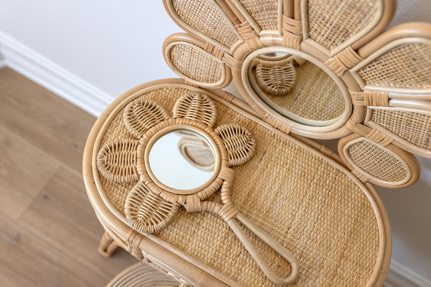 Lila's Rattan Hand Mirror