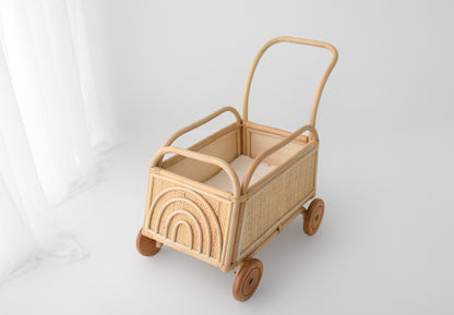 Rainbow Rattan Toddler Push Cart