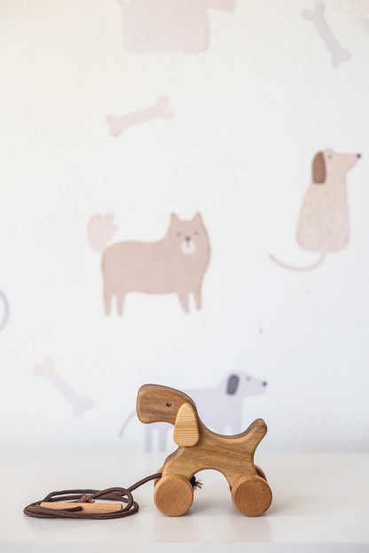 Duke the Wooden Dog Pull-Toy