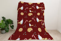 Minky Luxe Designer Blanket - Christmas Milk & Cookies - Red