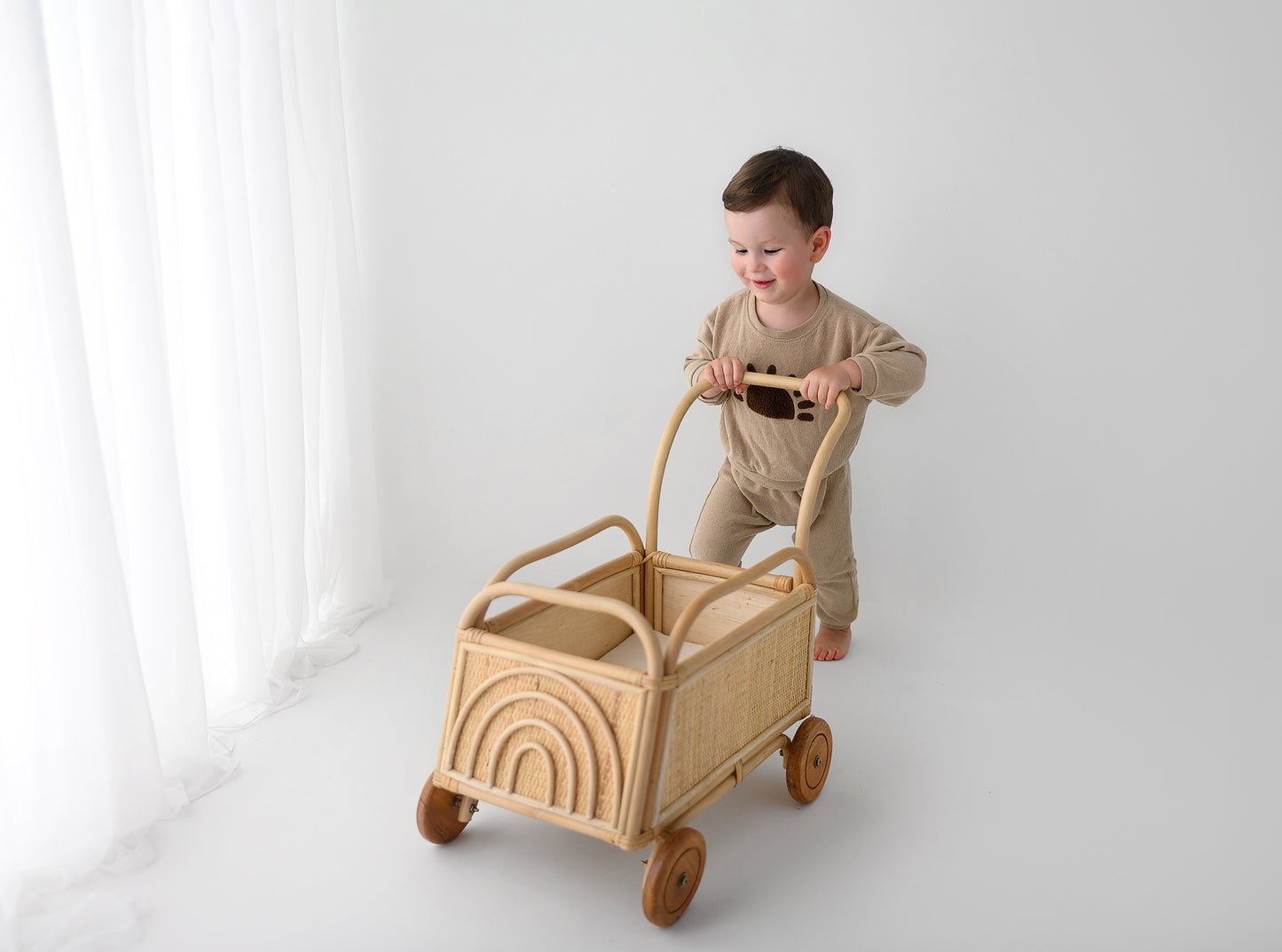 Rainbow Rattan Toddler Push Cart